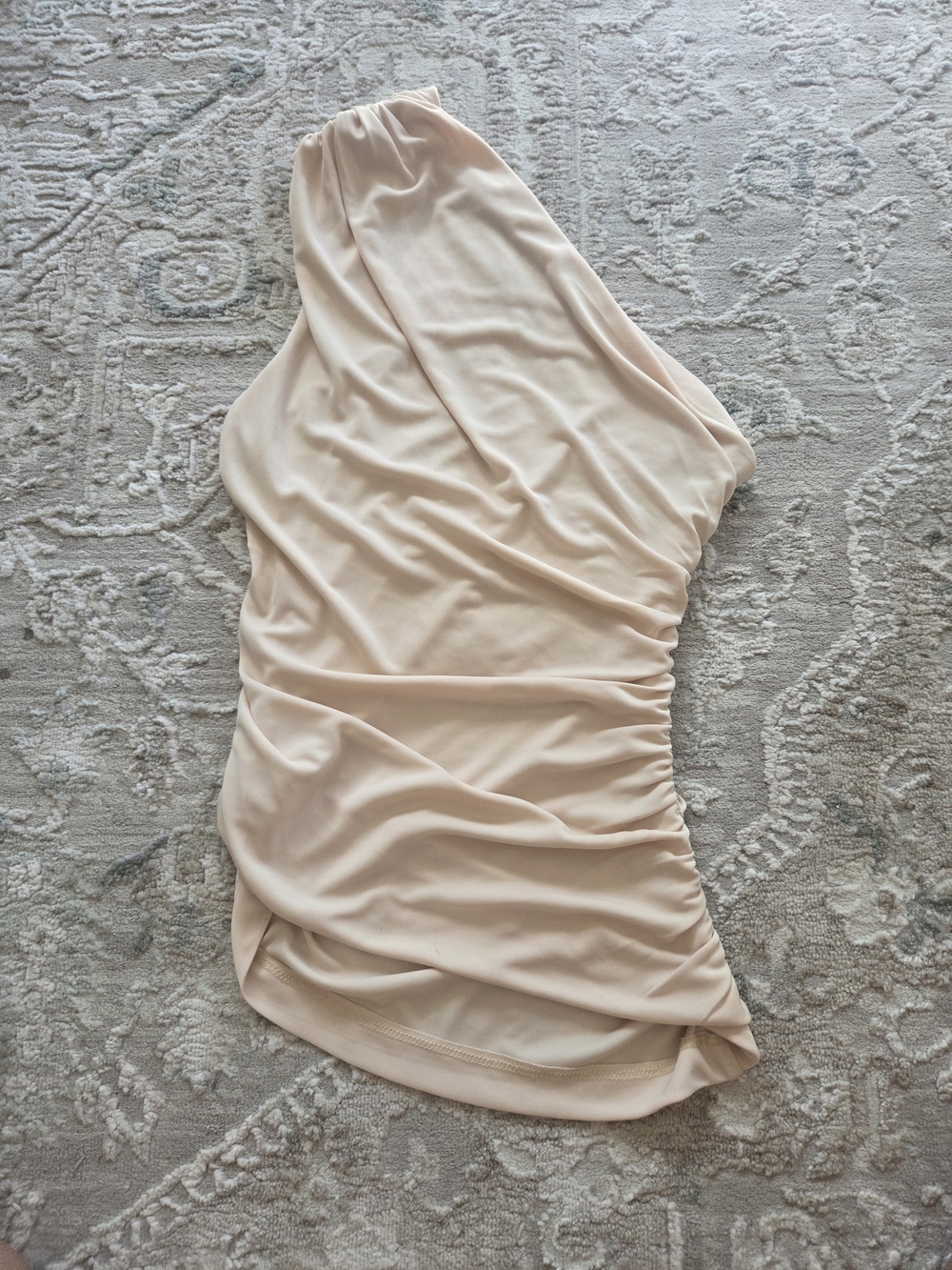 Zara One-Shoulder Ruched Dress in Blush